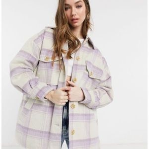 Pull&Bear Lilac Check Overshirt Shacket